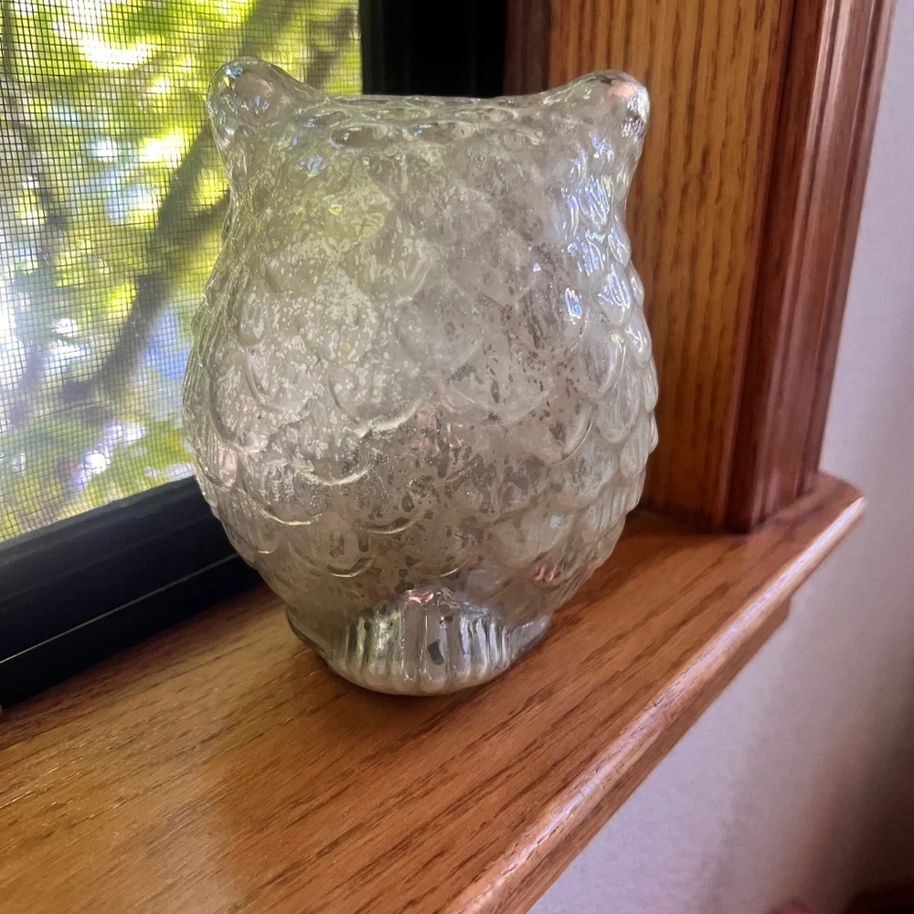 Clear Glass Owl Figurine Decorative Sculpture - Picture 2 of 3